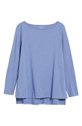 Women's Eileen Fisher Bateau Neck Top, Size - Blue