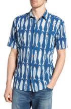 Men's Faherty Coast Fish Print Sport Shirt - Blue