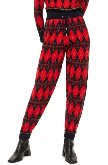 Women's Topshop Argyle Knit Jogger Pants
