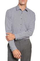 Men's Nordstrom Men's Shop Tech-smart Trim Fit Stretch Check Dress Shirt .5 - 32/33 - Black