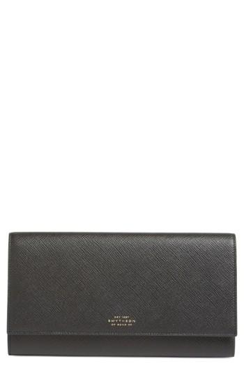 Women's Smythson 'panama Marshall' Travel Wallet - Black