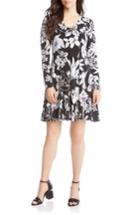 Women's Karen Kane Floral Print Fit & Flare Dress - Black
