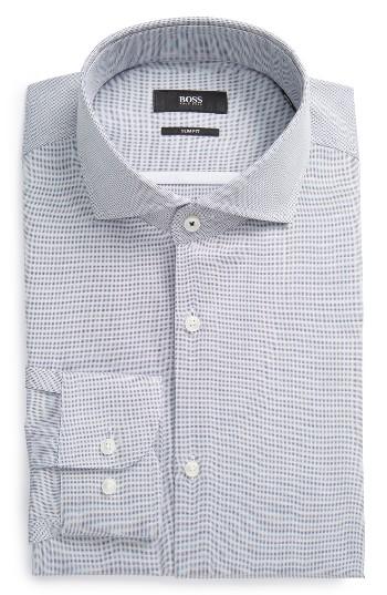 Men's Boss Slim Fit Solid Dress Shirt - Blue