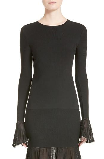 Women's Alexander Wang Chain Trim Bell Sleeve Top - Black