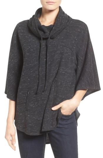 Women's Gibson Funnel Neck Poncho Style Sweatshirt - Black