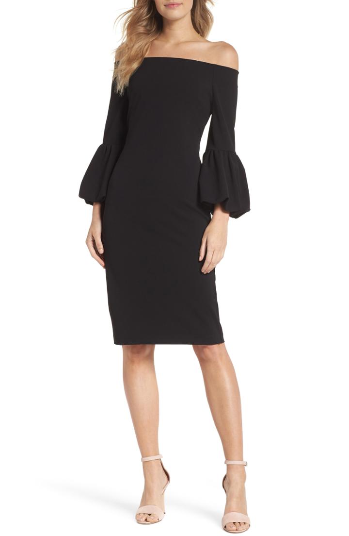 Women's Eliza J Off The Shoulder Bell Sleeve Scuba Crepe Dress (similar To 14w) - Black