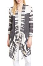 Women's Nic+zoe Spice Market Waterfall Linen Blend Cardigan - Grey