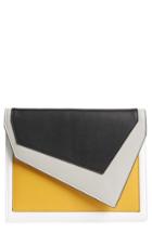 Leith Colorblock Faux Leather Envelope Clutch - Yellow