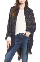 Women's Sole Society Textured Stripe Blanket Scarf, Size - Blue