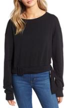 Women's Bp. Belted Fleece Sweatshirt, Size - Black