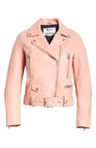 Women's Acne Studios Mock Core Leather Moto Jacket Us / 34 Eu - Pink