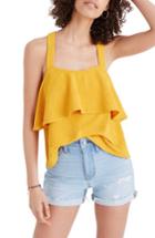 Women's Madewell Texture & Thread Tiered Tank, Size - Yellow