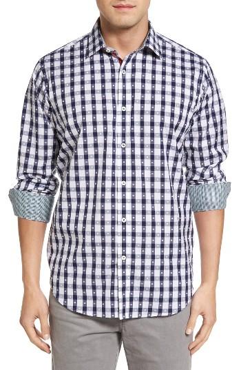 Men's Bugatchi Classic Fit Dot & Gingham Check Sport Shirt