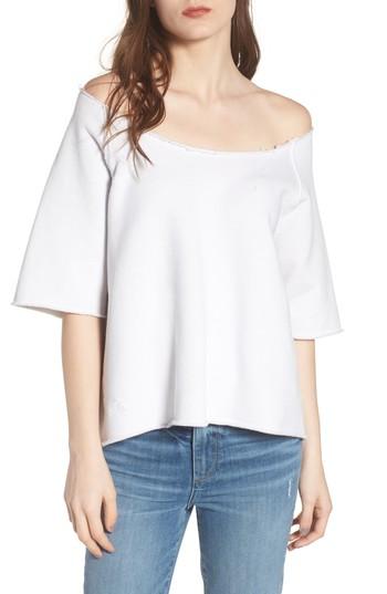 Women's Frank & Eileen Tee Lab Raglan Off The Shoulder Sweatshirt - White