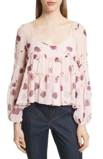 Women's Cinq A Sept Tumbling Jasmine Silk Top - Pink