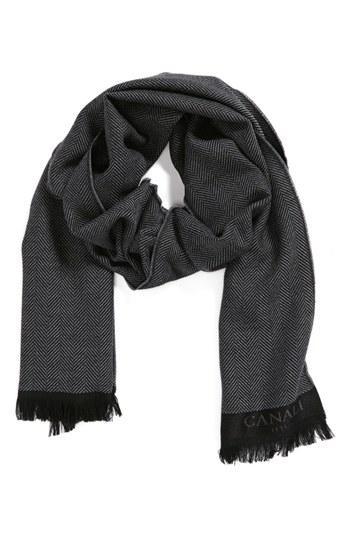 Canali Chevron Scarf Grey