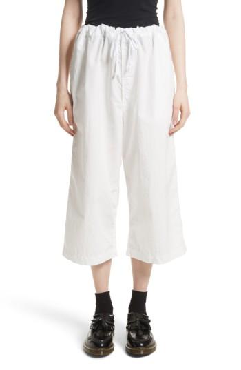 Women's Tricot Comme Des Garcons Washed Cotton Wide Leg Crop Pants - White