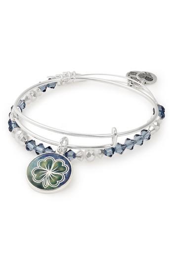 Women's Alex And Ani Four-leaf Clover Art Infusion Set Of 2 Bangles