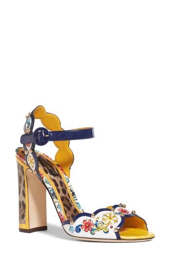 Women's Dolce & Gabbana Keira Majolica & Leopard Print Sandal Us / 35.5eu - Yellow
