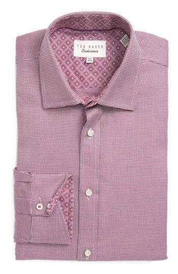 Men's Ted Baker London Chimy Trim Fit Geometric Dress Shirt - 32/33 - Pink