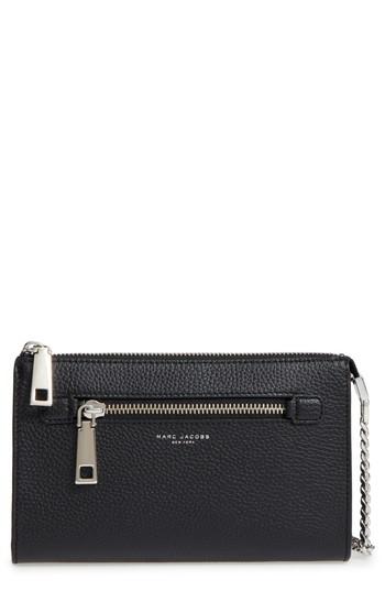 Women's Marc Jacobs Small Gotham Leather Crossbody Wallet - Black