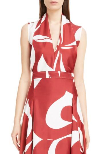 Women's Victoria Beckham Drape Front Silk Top Us / 6 Uk - Red