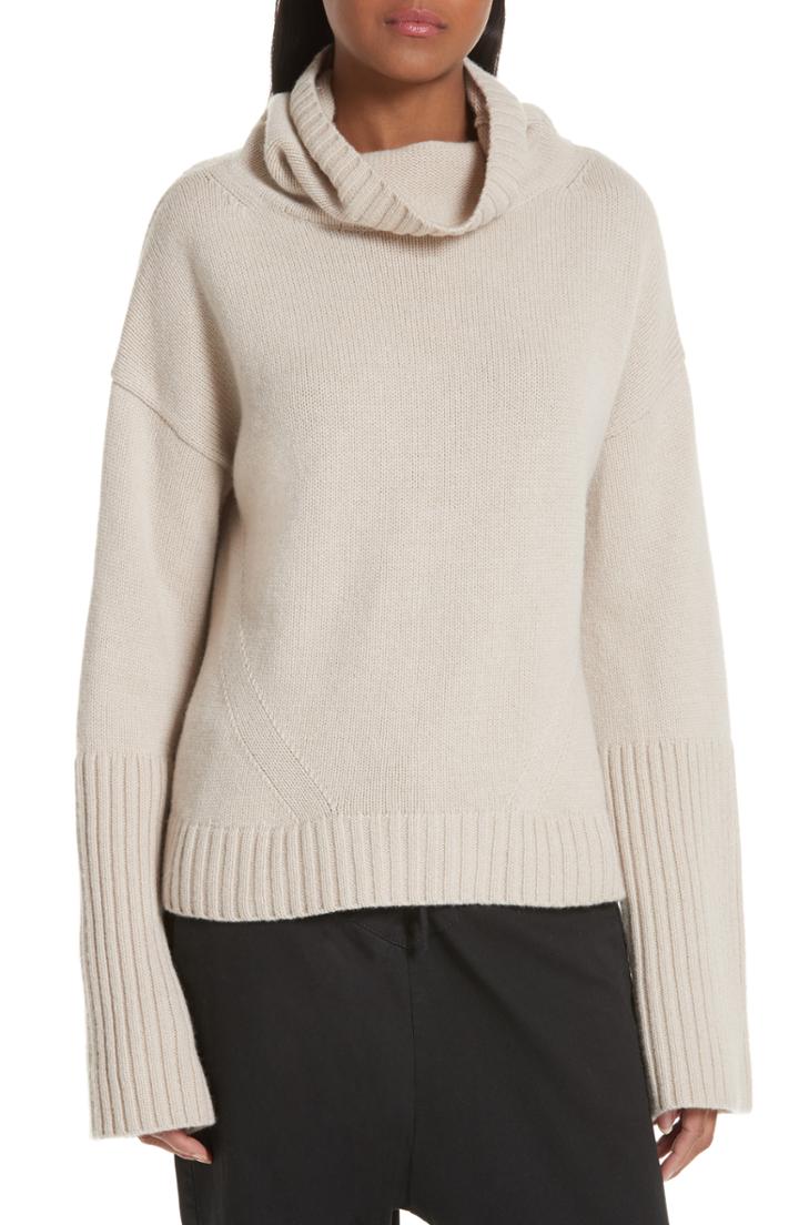 Women's Nili Lotan Boyd Cashmere Cowl Neck Sweater - Beige
