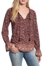 Women's Lucky Brand Floral Border Blouse - Red