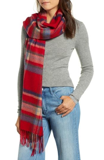 Women's Halogen Plaid Cashmere Wrap Scarf, Size - Brown
