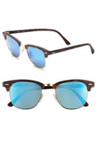 Men's Ray-ban 'flash Clubmaster' 51mm Sunglasses - Tortoise/ Blue Mirror