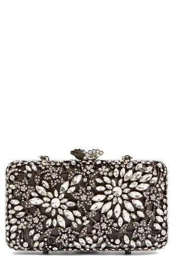 Glint Crystal Floral Minaudiere - Metallic