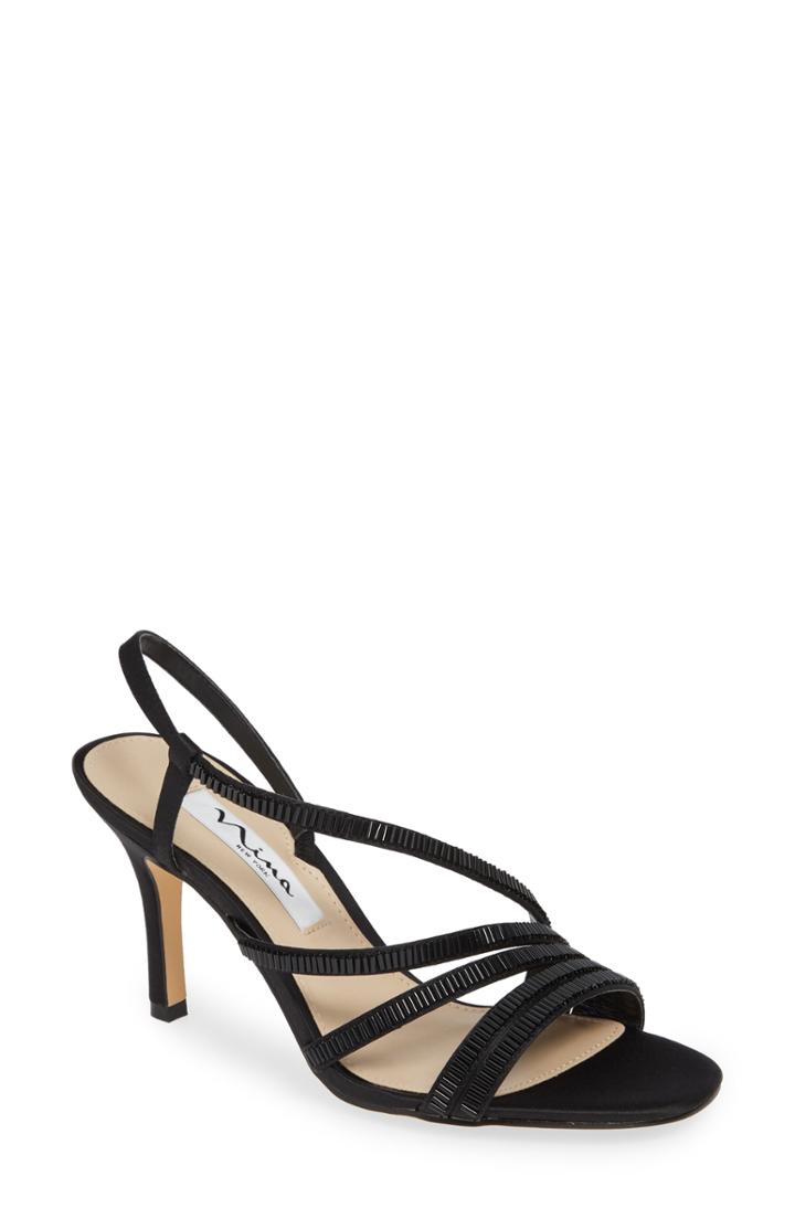 Women's Nina Amani Asymmetrical Strappy Slingback Sandal .5 M - Black