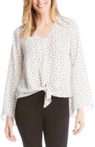 Women's Karen Kane Star Print Front Tie Blouse - Ivory