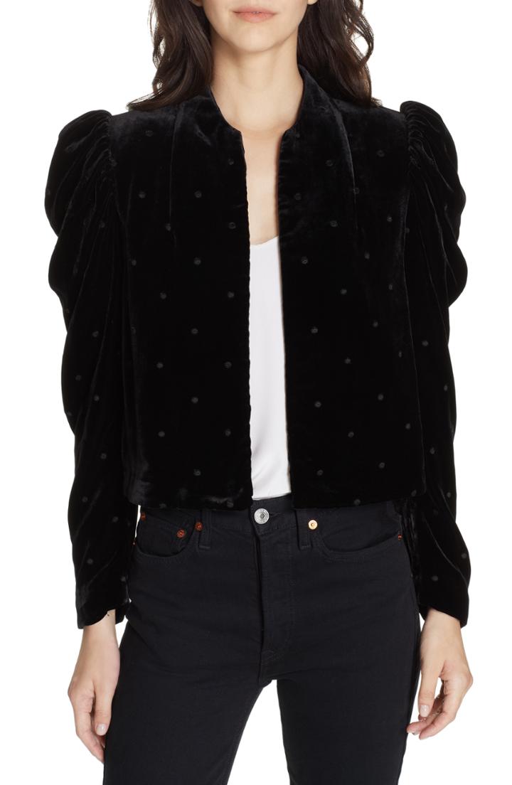 Women's Ulla Johnson Orli Dot Velvet Blazer - Black
