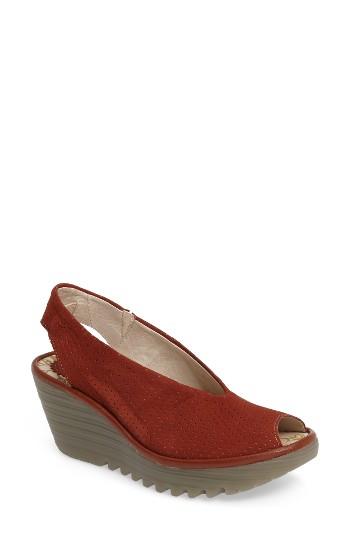 Women's Fly London Yazu Wedge Sandal Us / 35eu - Brown