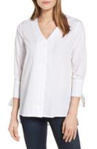 Women's Gibson Tie Sleeve Poplin Top - White