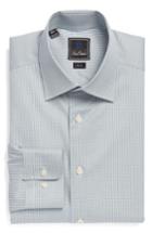Men's David Donahue Trim Fit Check Dress Shirt - 32/33 - Green
