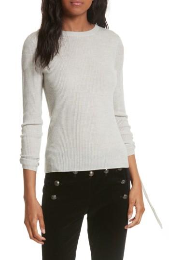 Women's Veronica Beard Owen Drawstring Merino Wool Sweater - Grey