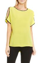 Women's Vince Camuto Contrast Trim Cold Shoulder Blouse - Yellow