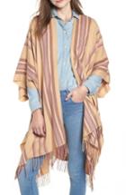 Women's Madewell Placed Stripe Poncho Scarf, Size - Brown