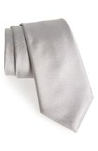 Men's Canali Solid Satin Silk Tie, Size - Grey