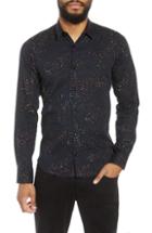 Men's Jared Lang Dot Herringbone Sport Shirt, Size - Black