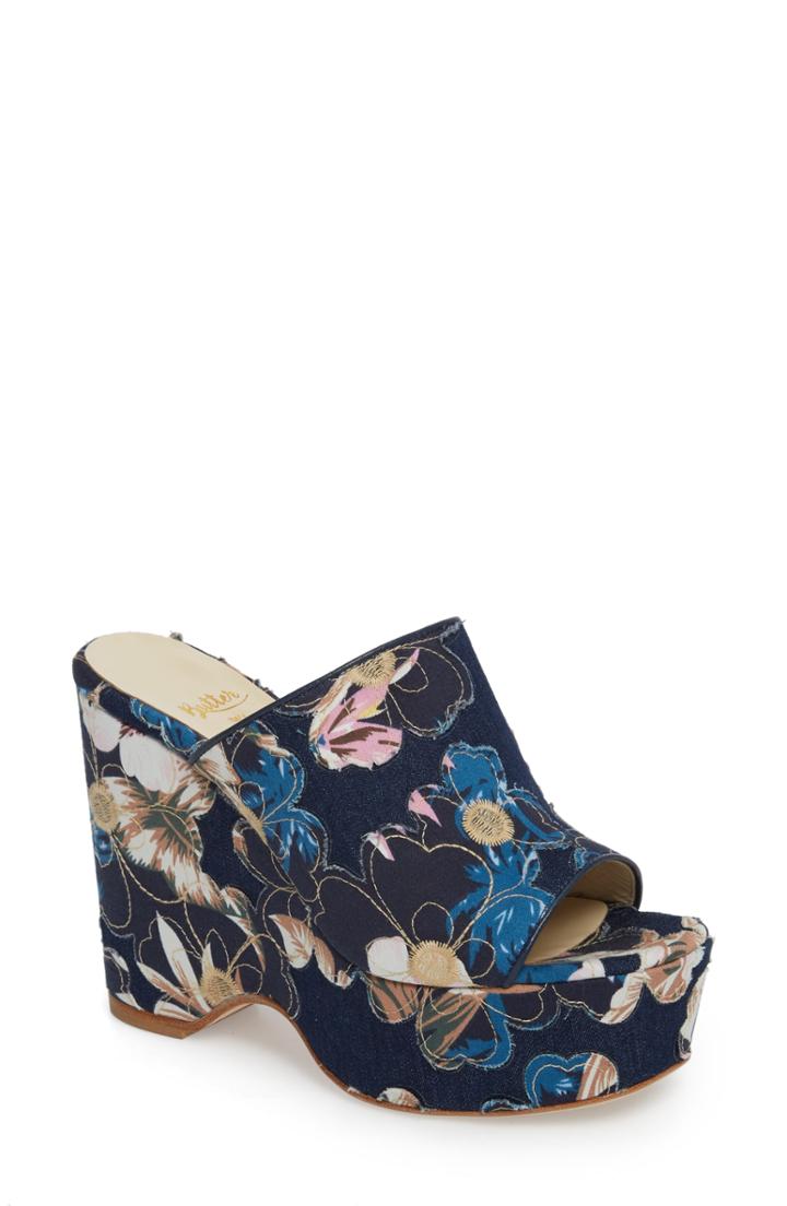 Women's Butter Skylar Floral Applique Platform Mule M - Blue