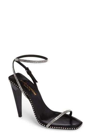 Women's Saint Laurent Freja Crystal Embellished Sandal .5us / 35.5eu - Black
