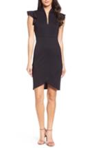 Women's Fraiche By J Flutter Sleeve Sheath Dress - Black
