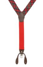 Men's Nordstrom Men's Short Tartan Plaid Suspenders, Size - Red/ Black