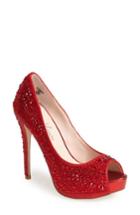 Women's Lauren Lorraine 'candy' Crystal Peep Toe Pump .5 M - Red