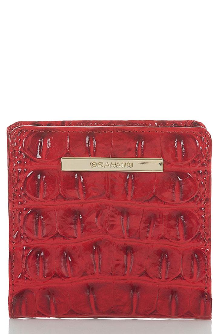 Women's Brahmin Jane Croc Embossed Leather Wallet - Red