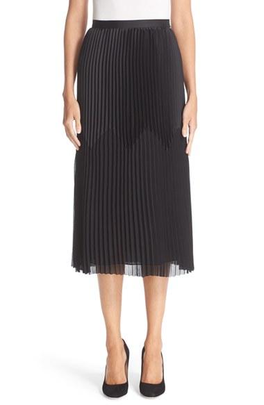 Women's Nordstrom Signature And Caroline Issa Satin Panel Plisse Skirt