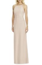 Women's After Six Square Neck Lace & Chiffon Gown - Beige